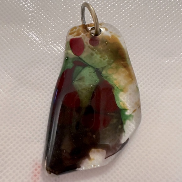 MELA Fused Glass Multicolour Pendant. - Picture 2 of 5